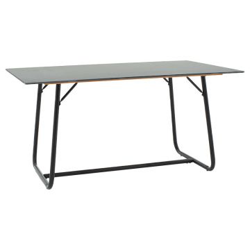 Masa Revello imitatie de piatra aspect marmura alba , neagra - picior metal negru 150x90x75cm