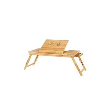 Masuta pentru laptop, Songmics, Natural, LLD004, Bambus, 72 x 29 x 35 cm