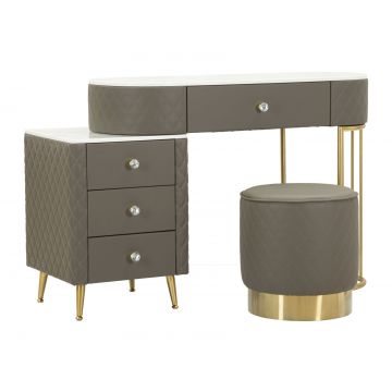 Mauro Ferretti Masă De Camera Cu Taburet Gri cm 120X40X75 (Dimensiune Taburet Ø36X39) | Aosom Romania