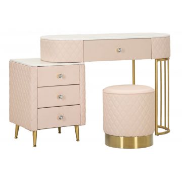 Mauro Ferretti Masa De Camera Roz  Cu Taburet cm 120X40X75 (Dimensiune Taburet Ø36X39) | Aosom Romania