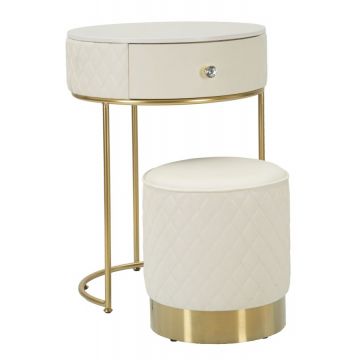 Mauro Ferretti Noptieră/Masă De Camera Cu Tabureta  cm Ø 52X70 - Ø 36X39 | Aosom Romania