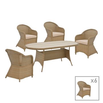 Set 7 buc masa si fotolii de gradina Hadrian-Keir Maro 180x90x72 cm