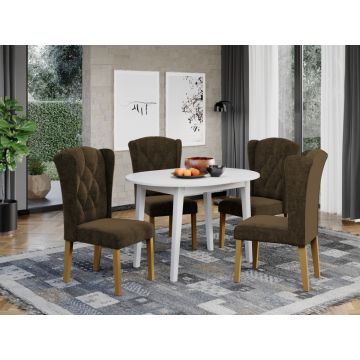 Set Masa Rosa extensibila + 4 Scaune Atena Havana 39