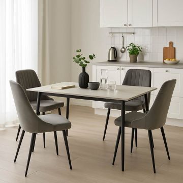 Set masa si scaune 5 buc Azori-Gustas Antracit 120x60x75 cm