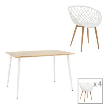 Set masa si scaune 5 buc Cuba  Alb 120x80x75 cm