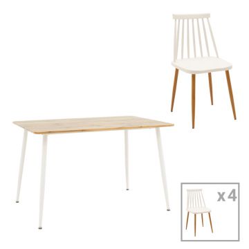 Set masa si scaune 5 buc Cuba  Alb 120x80x75 cm