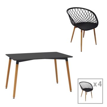 Set masa si scaune 5 buc Ezra-Natali  Natural 120x80x76 cm