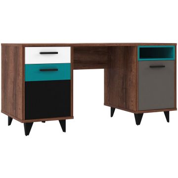 Birou, 150/60/74 cm, metal, plastic, material pe bază de lemn