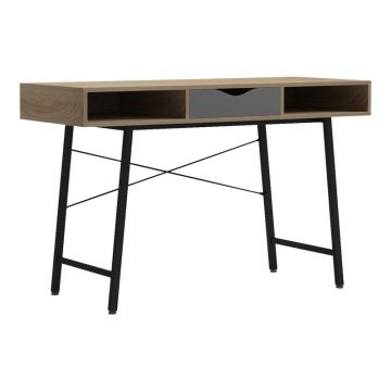 Birou Model Komo, Stejar sonoma/Gri/Negru, 120x48x76 cm