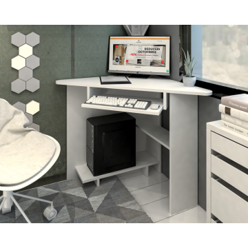 Birou pe Colt SU15 Ro, 76x76x75 cm, Alb