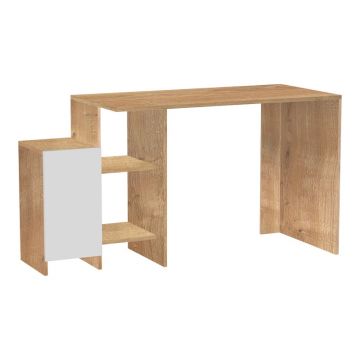 Birou-receptie Model Kely, Alb/Stejar, 113x55x74 cm