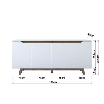 Consola, Hanah Home, pal melaminat, alb si nuc, 180x45x78.6 cm