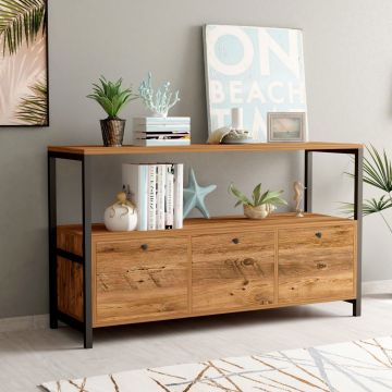 Consola, Hanah Home, pal melaminat, pin atlantic si negru, 120x30x75 cm, 570VLT1911