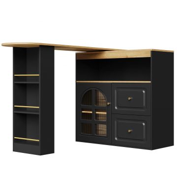 Dulap sideboard rotativ 360°, Negru | Aosom Romania