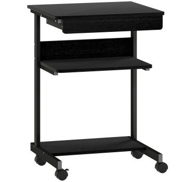 HOMCOM Birou PC cu Sertar Glisant și 2 Rafturi Deschise Negru | Aosom Romania