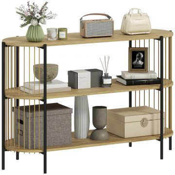 HOMCOM Blat de Consolă cu Coardă de Hârtie Împletită Manual Cadru de Oțel Stil Bohemian 124x43,5x80 cm Natural | Aosom Romania