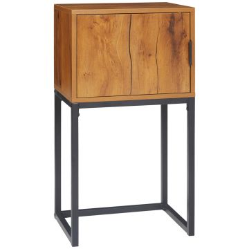 HOMCOM Masa de consolă în design industrial, masă laterală, bufet, 1 dulap, Maro + Negru | Aosom Romania