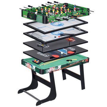 HOMCOM Masă Multijocuri pentru Copii de peste 7 Ani 6 în 1 Pliabilă Biliard Fotbal Ping-Pong 118x104x71 cm Multicolor | Aosom Romania