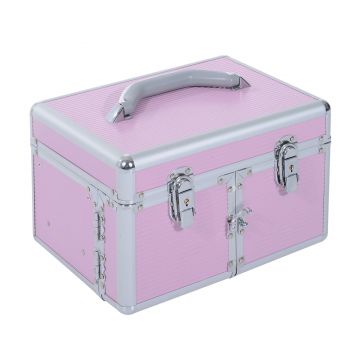 Maletín de Machiaj HOMCOM cu Organizator Cosmetice, Cutie Portabilă cu Compartimente, 29x21x20cm, Aluminiu | Aosom Romania