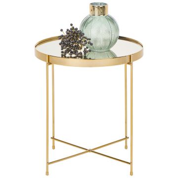 Masă Auxiliară din metal, sticlă, 42,5/42,5/45,5 cm