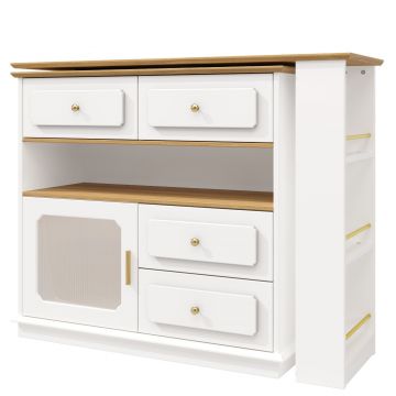 Masă de bar extensibilă cu spațiu de depozitare, Alb | Aosom Romania