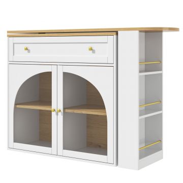 Masă de bar extensibilă cu spațiu de depozitare, Alb | Aosom Romania