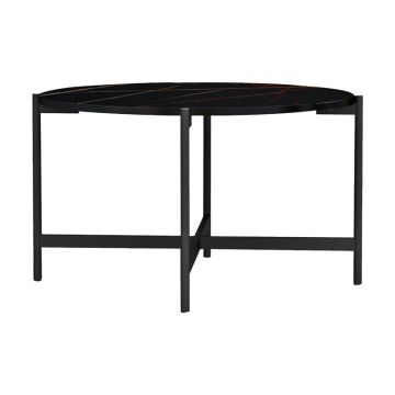 Masuta de Cafea Model Aisle, Negru marmorat/Negru, D80x45 cm