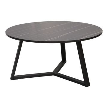 Masuta de Cafea Model Berton, Negru/Auriu, D80x40 cm