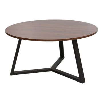 Masuta de Cafea Model Berton, Nuc/Negru, D80x40 cm