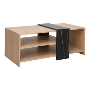 Masuta de Cafea Model Cozeto, Natur/Negru/Auriu, 100x53x41.5 cm