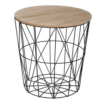 Masuta de Cafea Model Kumi, Negru/Stejar, D40x41 cm