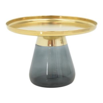 Masuta de Cafea Model Kunlo, Negru/Auriu, D60x42 cm