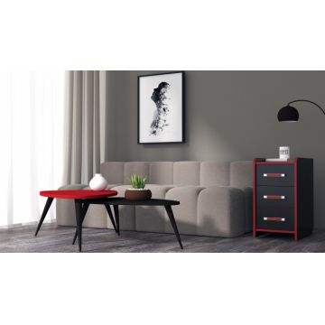 Noptiera Birou PC KL 9.3 Wenge+Rosu