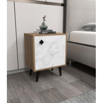 Noptiera Model Alvarez, Nuc/Alb, 45x35x65cm
