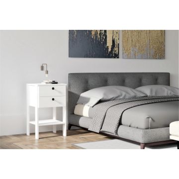 Noptiera Model Ayers, Alb, 44x44x75cm