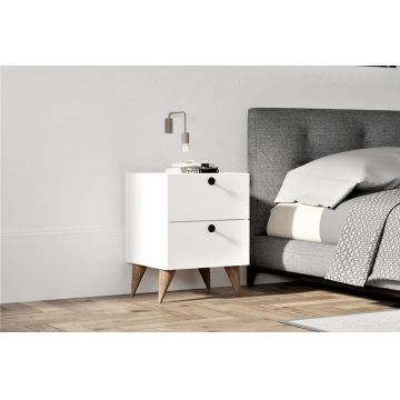 Noptiera Model Graves, Alb, 40x42x55cm