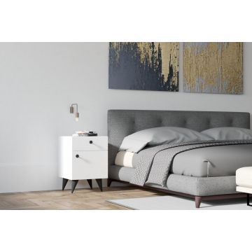 Noptiera Model Harding, Alb/Antracit, 40x42x60cm