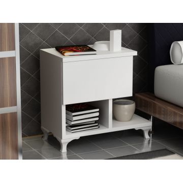 Noptiera Model Kirk, Alb, 46.8x33x46.8cm