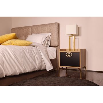 Noptiera Model Price, Auriu/Stejar/Negru, 50x59x40cm