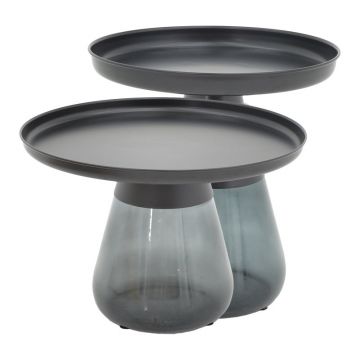 Set 2 Masute de Cafea Model Kunlo, Negru