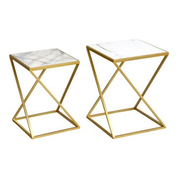 Set 2 Masute de Cafea Model Zoliene, Auriu