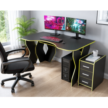 Set Birou PC cu Noptiera KL 9.0 Wenge Galben