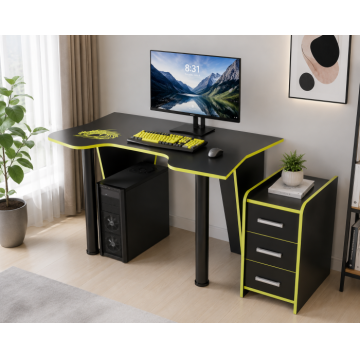Set birou PC cu noptiera KL 9.1 Wenge Galben