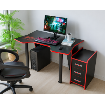 Set birou PC cu noptiera KL 9.1 Wenge Rosu