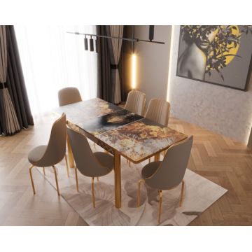 SET MASA 6 SCAUNE ALTIN 3, GRI, BEJ