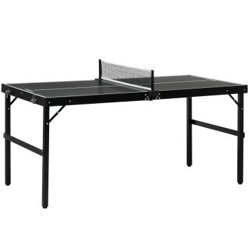 SPORTNOW Mini masă de ping-pong pliabilă masă de ping-pong pentru interior cu fileu, mingi, mâner, 152 x 76 x 72 cm negru | Aosom Romania