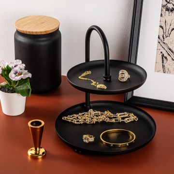 Suport bijuterii Model Solis, Negru, 20x20x21 cm