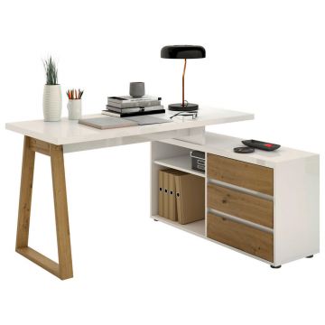 Birou, 135/120/75 cm, material pe bază de lemn