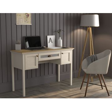 Birou, Hanah Home, FRN-21033, 132x80x50 cm, PAL, Crem / Stejar / Gri