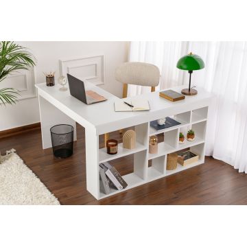 Birou, Hanah Home, Vesper, 130x72x120 cm, PAL, Alb natural